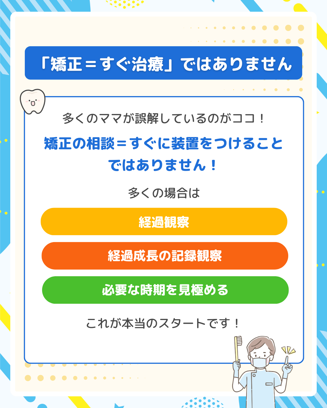 歯科医師が親子に矯正治療について説明している様子
